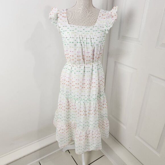 Draper James Dresses & Skirts - Draper James Dress Womens XS White Clip Dot Flowy Tiered Boho Cottage Prairie